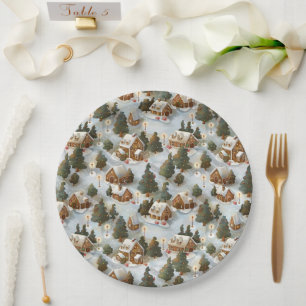 Endless Christmas Gingerbread Village Paper Plate