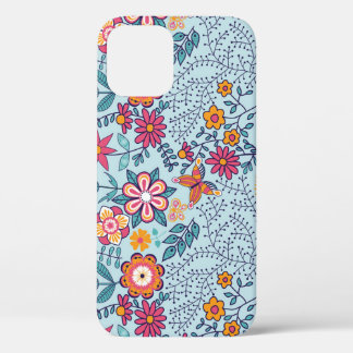 Endless floral and butterfly texture. iPhone 12 case