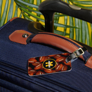 Endless footballs pattern fall sports monogrammed luggage tag