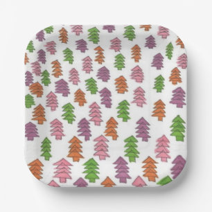 Endless Forest Pine Trees Print Paper Plate