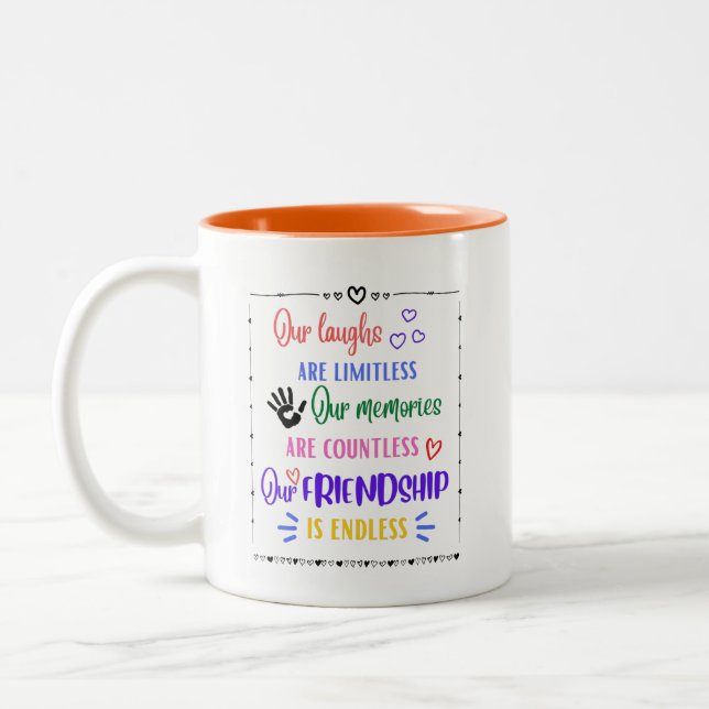 Endless Friendship, Forever BFF, Gift for friend Two-Tone Coffee Mug (Left)