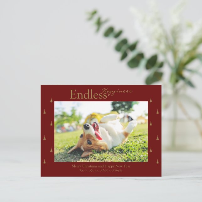 Endless Happiness Christmas Holiday Photo Card (Standing Front)