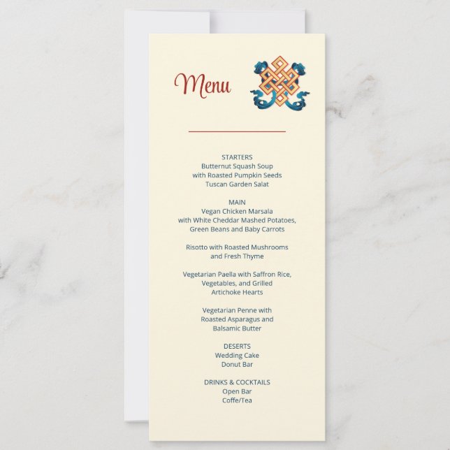 Endless Knot Tibetan Wedding  Invitation (Front)