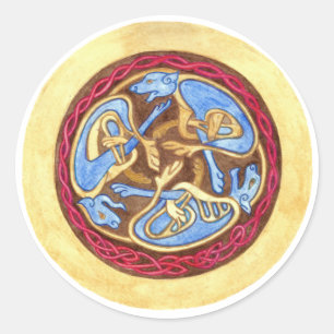 Endless knot with animals Classic Round Sticker