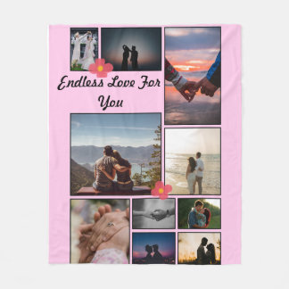 Endless Love Photo Collage Fleece Blanket 