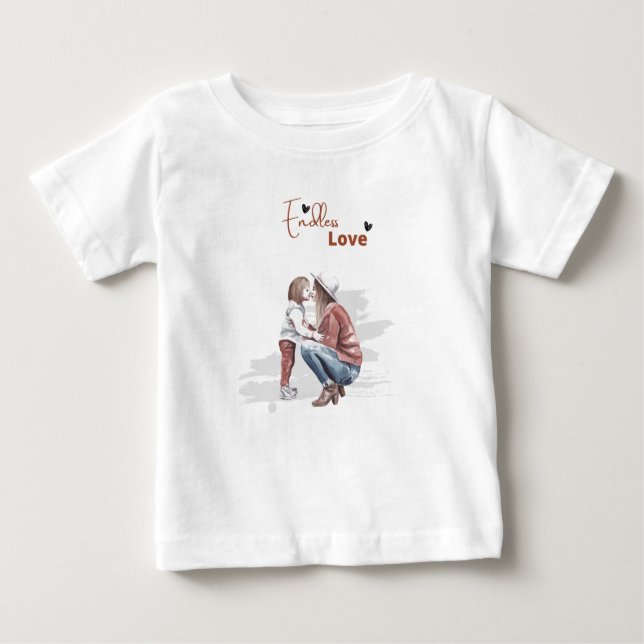 Endless Love Print Modern White Baby Tshirt  (Front)