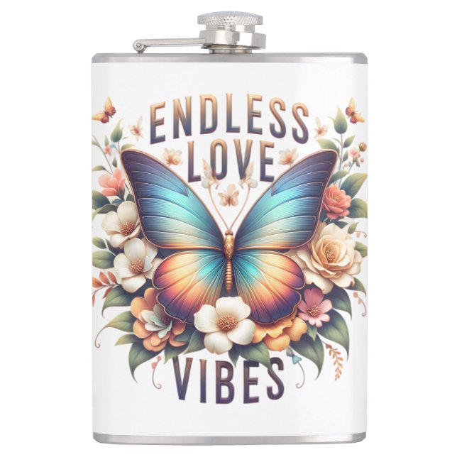 Endless Love Vibes Butterfly Art-96281 Hip Flask (Front)