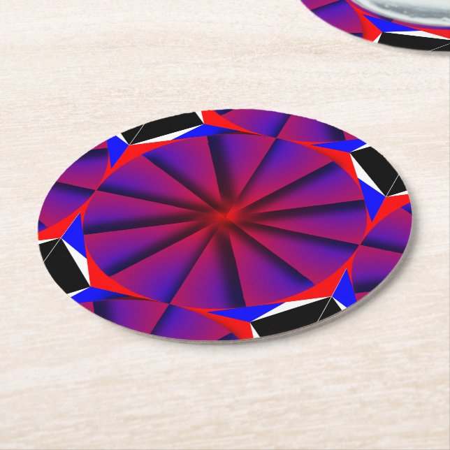 Endless Pinwheel by Kenneth Yoncich Round Paper Coaster (Angled)