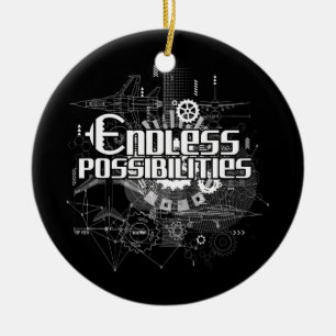 Endless Possibilities Aircraft Blueprint Engineer Ceramic Tree Decoration