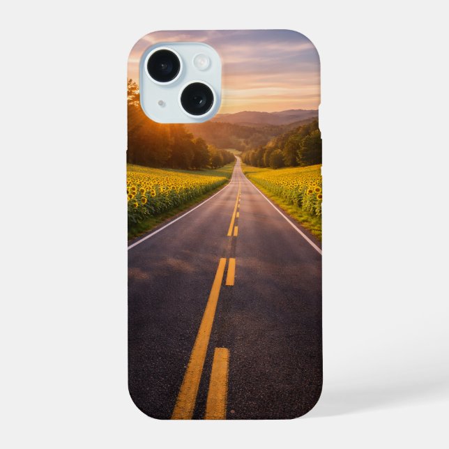 Endless Road Through Desert Landscape Phone Case (Back)