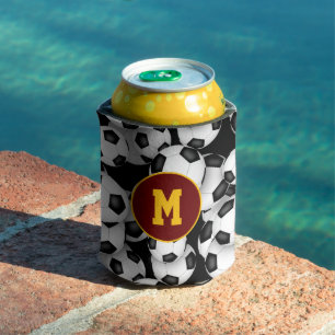 Endless soccer balls pattern sports monogrammed can cooler