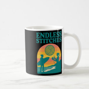 Endless Stitches Knitting Surfing Retro Sunset Coffee Mug