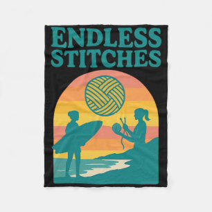 Endless Stitches Knitting Surfing Retro Sunset Fleece Blanket