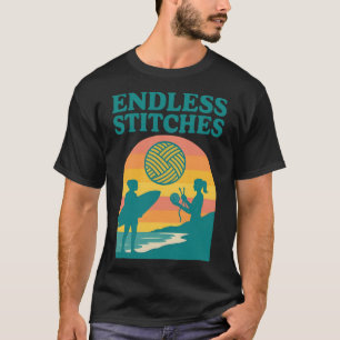 Endless Stitches Knitting Surfing Retro Sunset T-Shirt