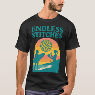 Endless Stitches Knitting Surfing Retro Sunset T-Shirt