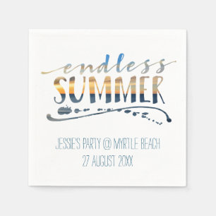 Endless Summer Beach Vacation Sunset Typography Napkin