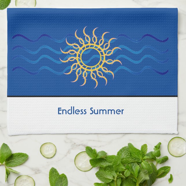 Endless Summer | Coastal Sun & Waves Kitchen Towel (Folded)