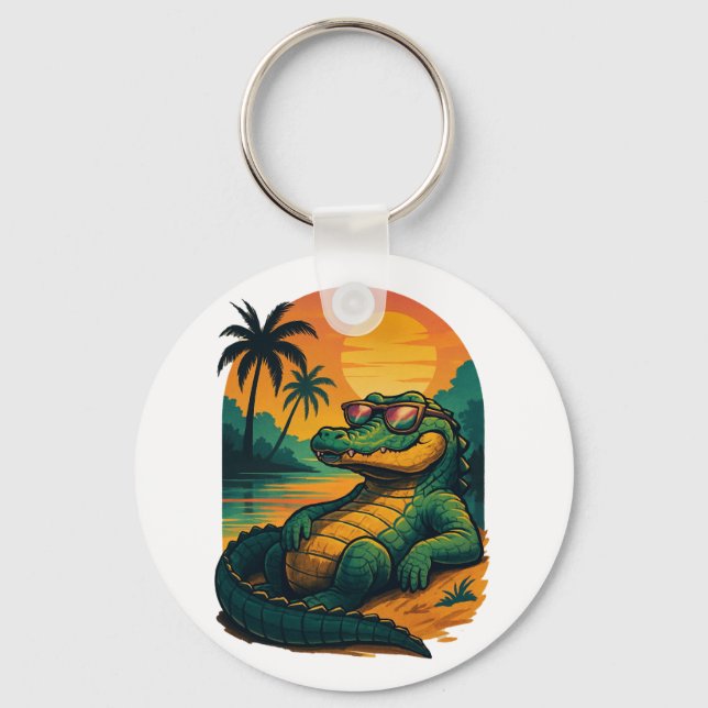 Endless Summer Crocodile - Retro Key Ring (Front)