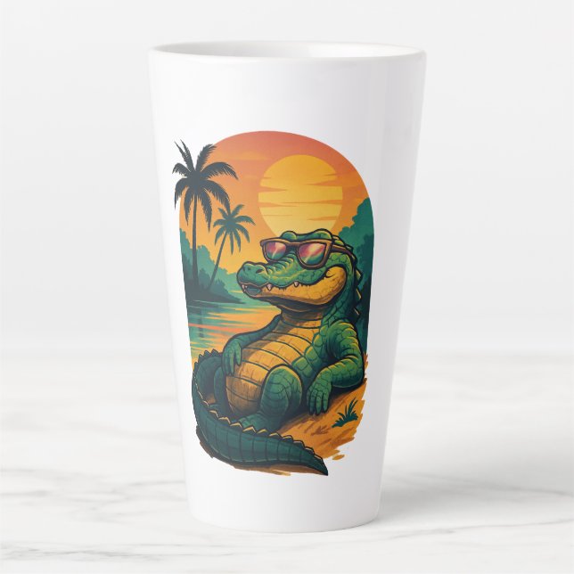 Endless Summer Crocodile - Retro Latte Mug (Front)