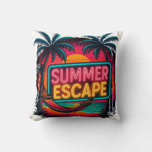 Endless Summer Escape – Retro Sunset Adventure Cushion