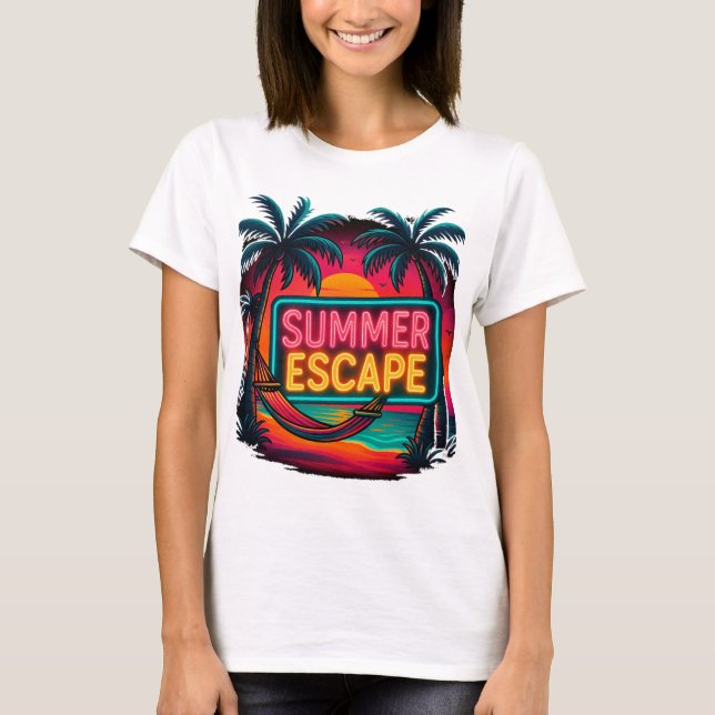 Endless Summer Escape – Retro Sunset Adventure  T-Shirt (Front)