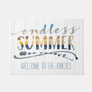 Endless Summer Tropical Vacation Sunset Typography Doormat