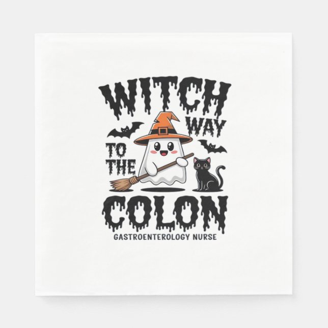 Endo Nurse Halloween Gastrointestinal Nurse Ghost  Napkin (Front)