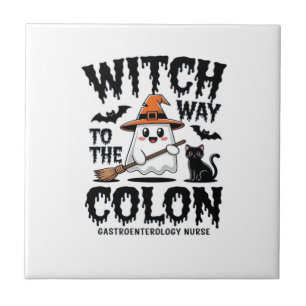 Endo Nurse Halloween Gastrointestinal Nurse Ghost Tile