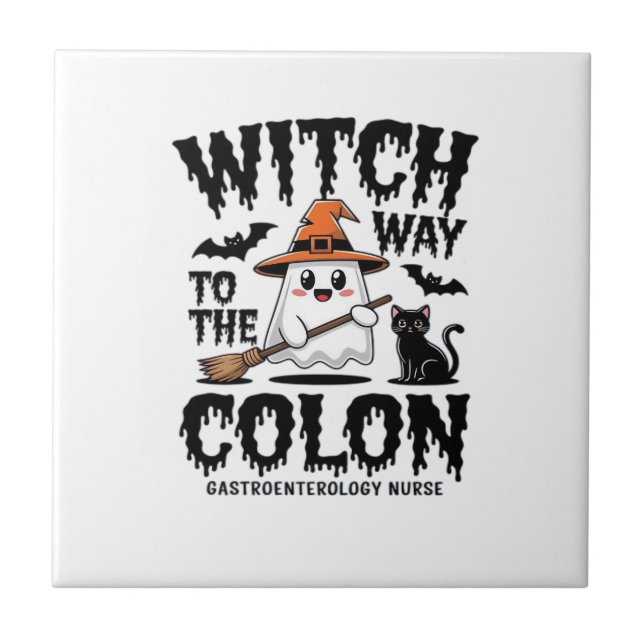 Endo Nurse Halloween Gastrointestinal Nurse Ghost  Tile (Front)