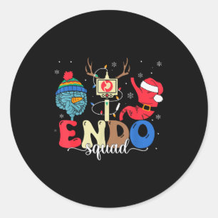 Endo Squad Nurse Stomach Santa Hat Endoscopy Tech Classic Round Sticker
