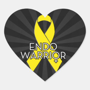 Endo Warrior Endometriosis Awareness Yellow Ribbon Heart Sticker