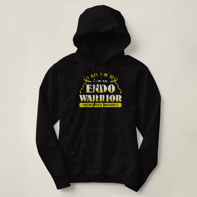 Endo Warrior Endometriosis Yellow Ribbon Uterus En Hoodie (Design Front)