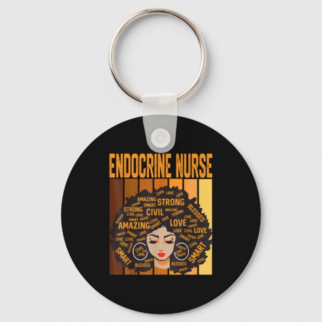 Endocrine Nurse Powerful Black History Month Black Key Ring (Front)