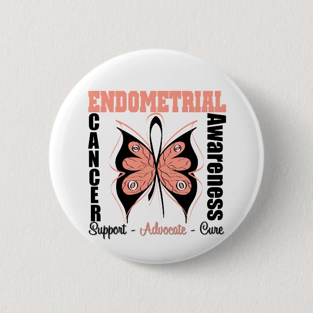 Endometrial Awareness Butterfly 6 Cm Round Badge (Front)