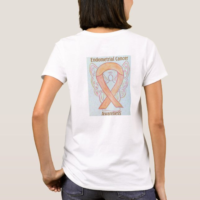 Endometrial Cancer Awareness Ribbon Angel Tee (Back)