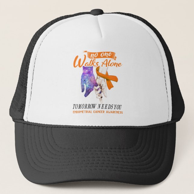 Endometrial Cancer Awareness Ribbon Support Gifts Trucker Hat (Front)