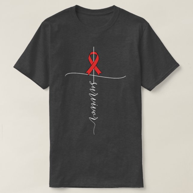 Endometrial Cancer Awareness Survivor Peach Ribbon T-Shirt (Design Front)