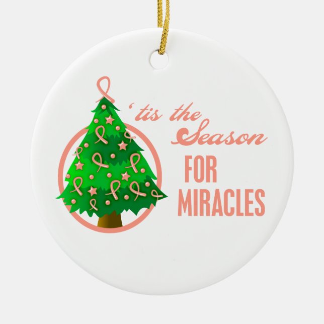 Endometrial Cancer Christmas Miracles Ceramic Tree Decoration (Front)
