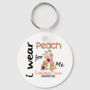 Endometrial Cancer I Wear Peach For Me 43 Key Ring