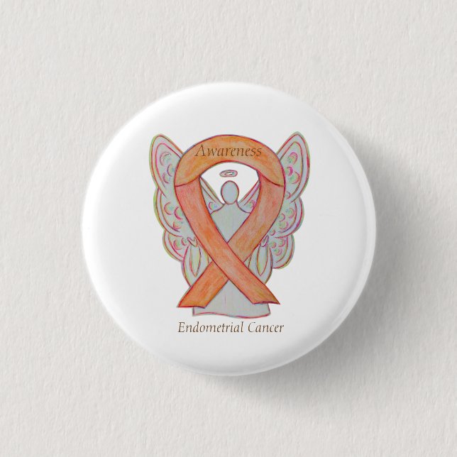 Endometrial Cancer Peach Awareness Ribbon Pins (Front)