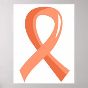 Endometrial Cancer Peach Ribbon 3 Poster