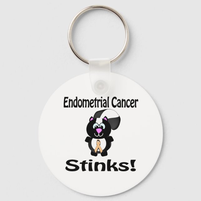 Endometrial Cancer Stinks Skunk Awareness Design Key Ring (Front)