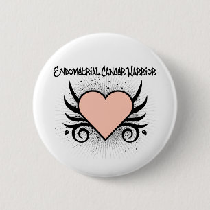 Endometrial Cancer Warrior Heart 6 Cm Round Badge