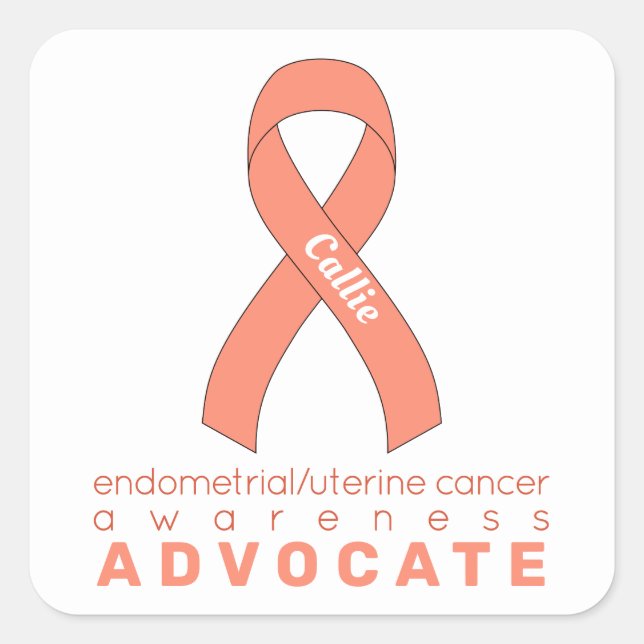 Endometrial/Uterine Cancer Advocate White Square Sticker (Front)