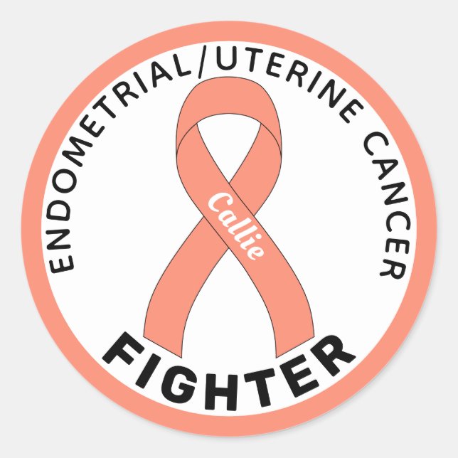 Endometrial/Uterine Cancer Fighter Ribbon White Classic Round Sticker (Front)