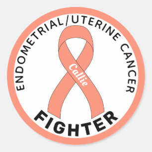 Endometrial/Uterine Cancer Fighter Ribbon White Classic Round Sticker