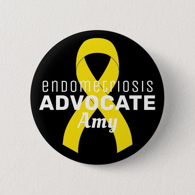 Endometriosis Advocate Ribbon Black Button (Front)
