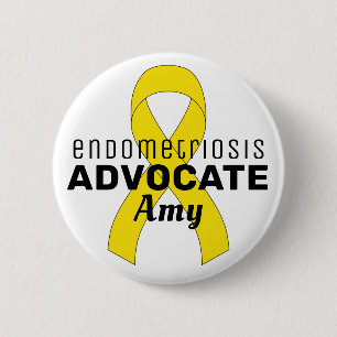 Endometriosis Advocate Ribbon White Button