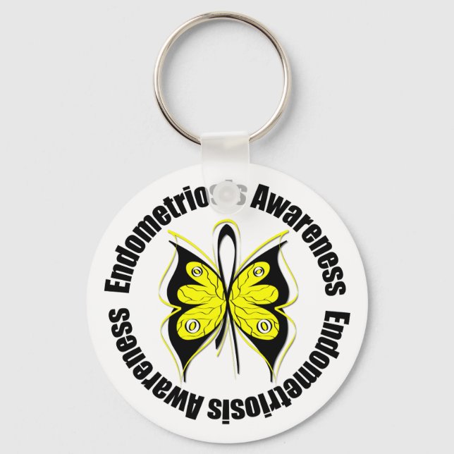 Endometriosis Awareness Butterfly Ribbon Key Ring (Front)
