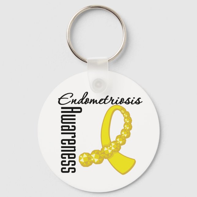Endometriosis Awareness Gemstone Ribbon Key Ring (Front)